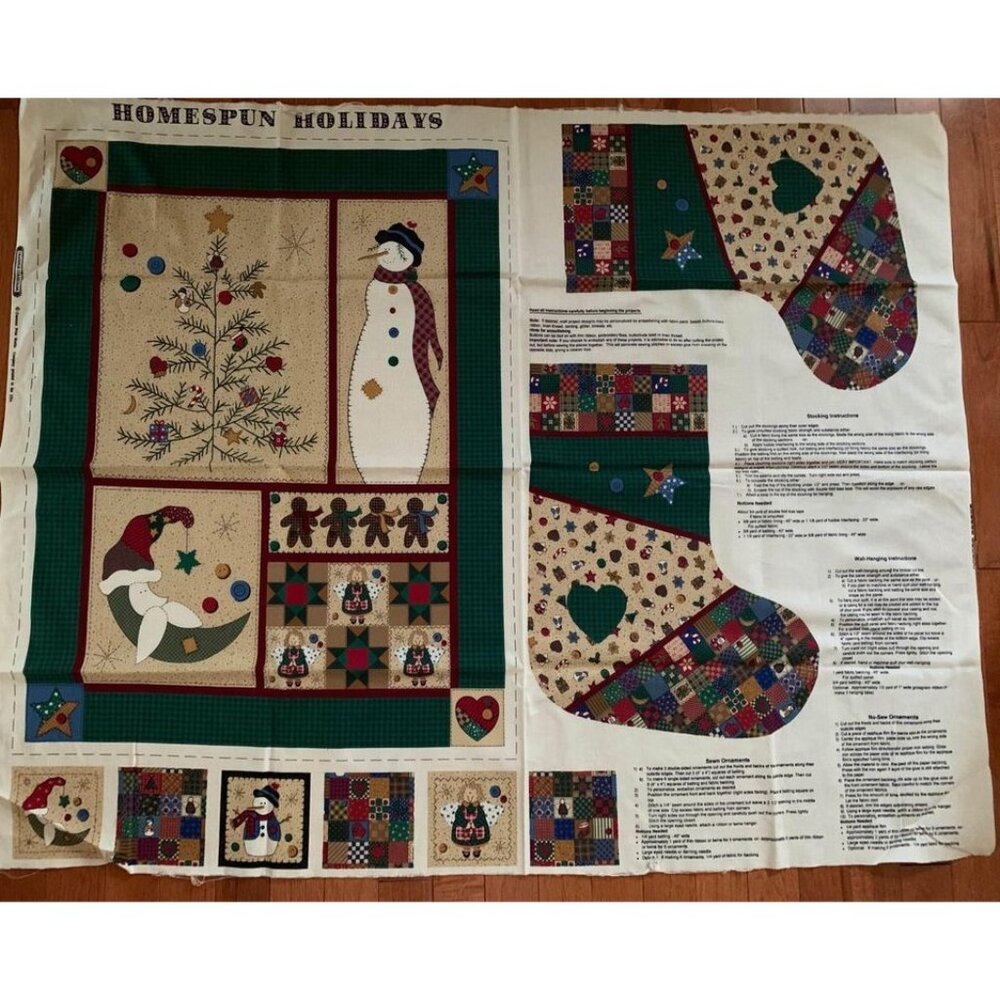 Homespun Holidays Snowman Stocking & Wall Hanging Fabric Panels Christmas Craft